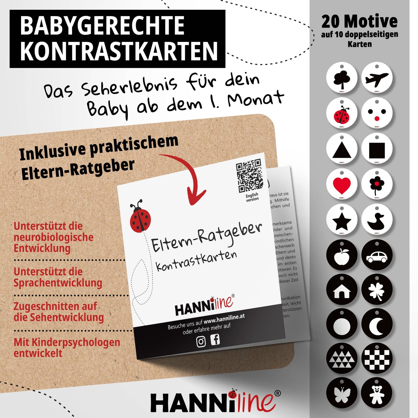 Kontrastkarten ab dem 1. Lebensmonat | Geburtsgeschenk - A-Kids