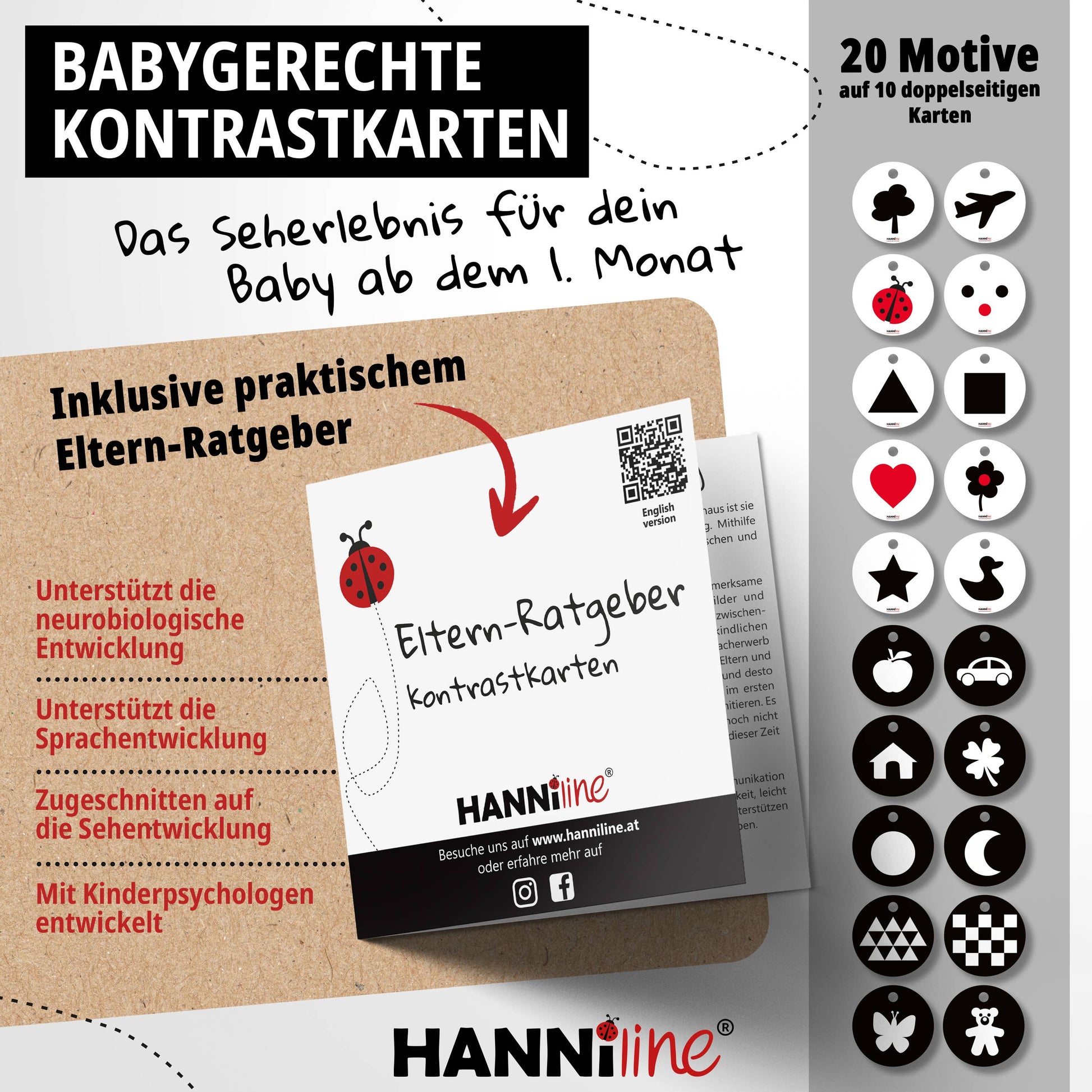 Kontrastkarten ab dem 1. Lebensmonat | Geburtsgeschenk - A-Kids