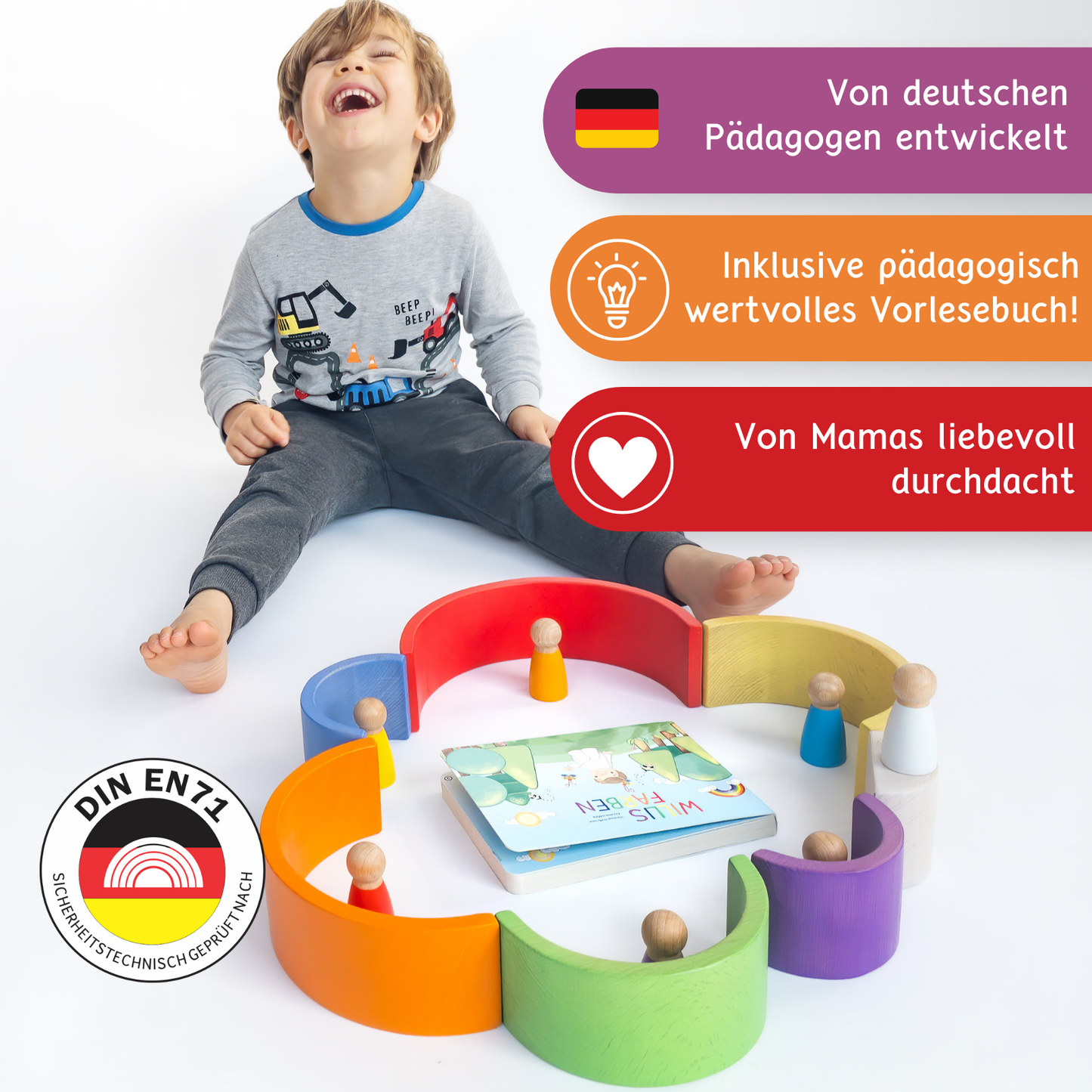 "Willis Regenbogenwelt" - Premium Regenbogen aus Buchenholz