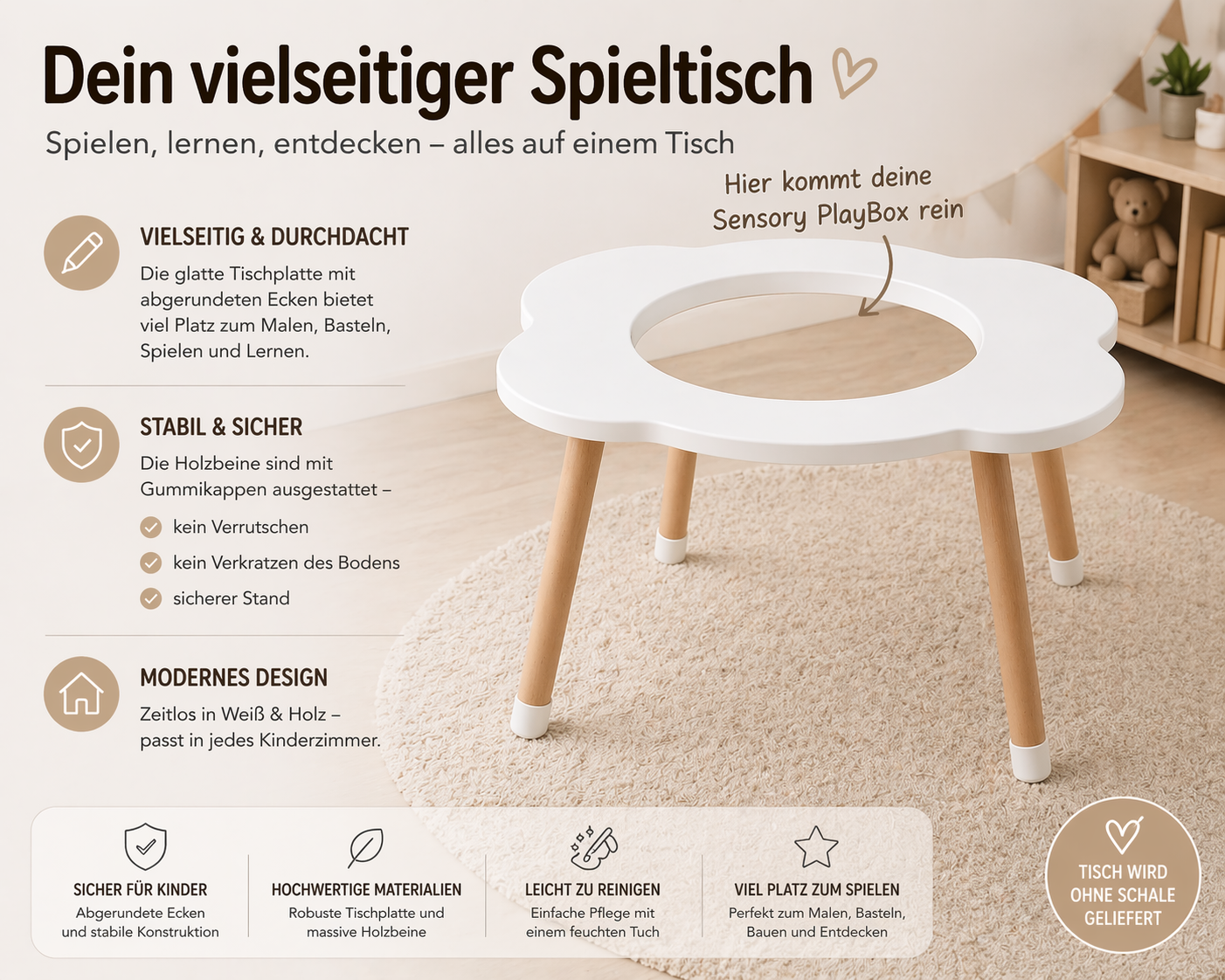 Sensoriktisch & 2 Stühle (ohne PlayTray Box) - A-Kids