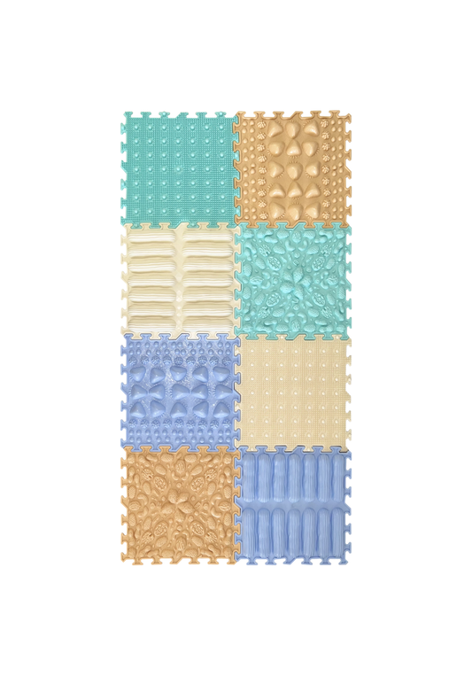 Sensomotorische Massage-Puzzlematte – Set „Soft Pastel“