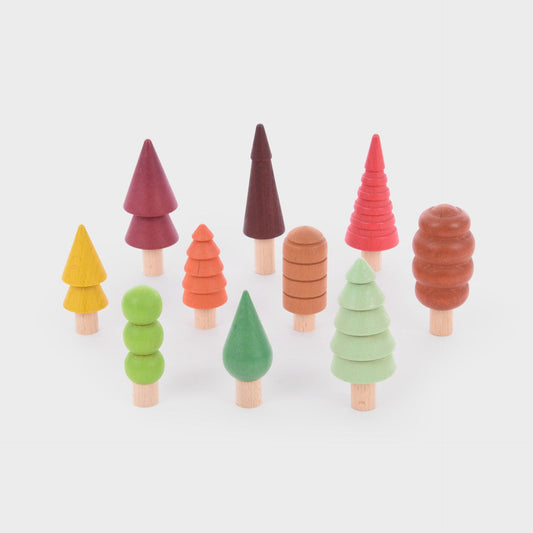 Saisonale Wald-Bäumchen aus Buchenholz – 10er Set - A-Kids