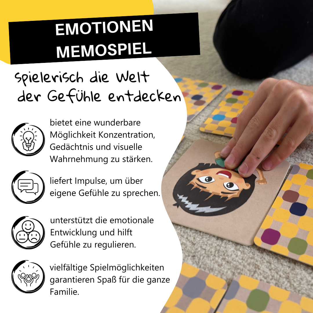 Emotionen-Memospiel (3-7 Jahre) | 30 gefühlvolle Karten - A-Kids