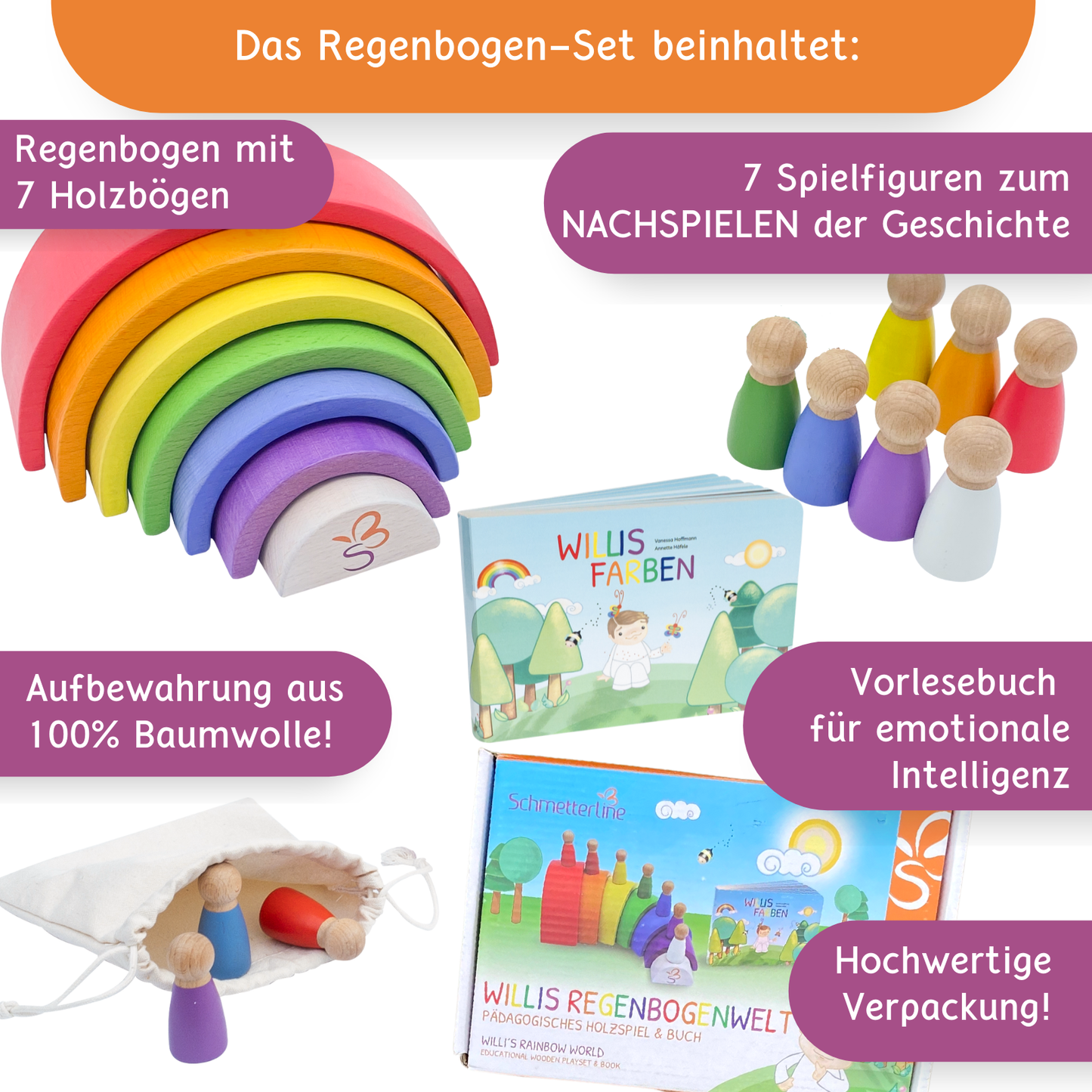 "Willis Regenbogenwelt" - Premium Regenbogen aus Buchenholz
