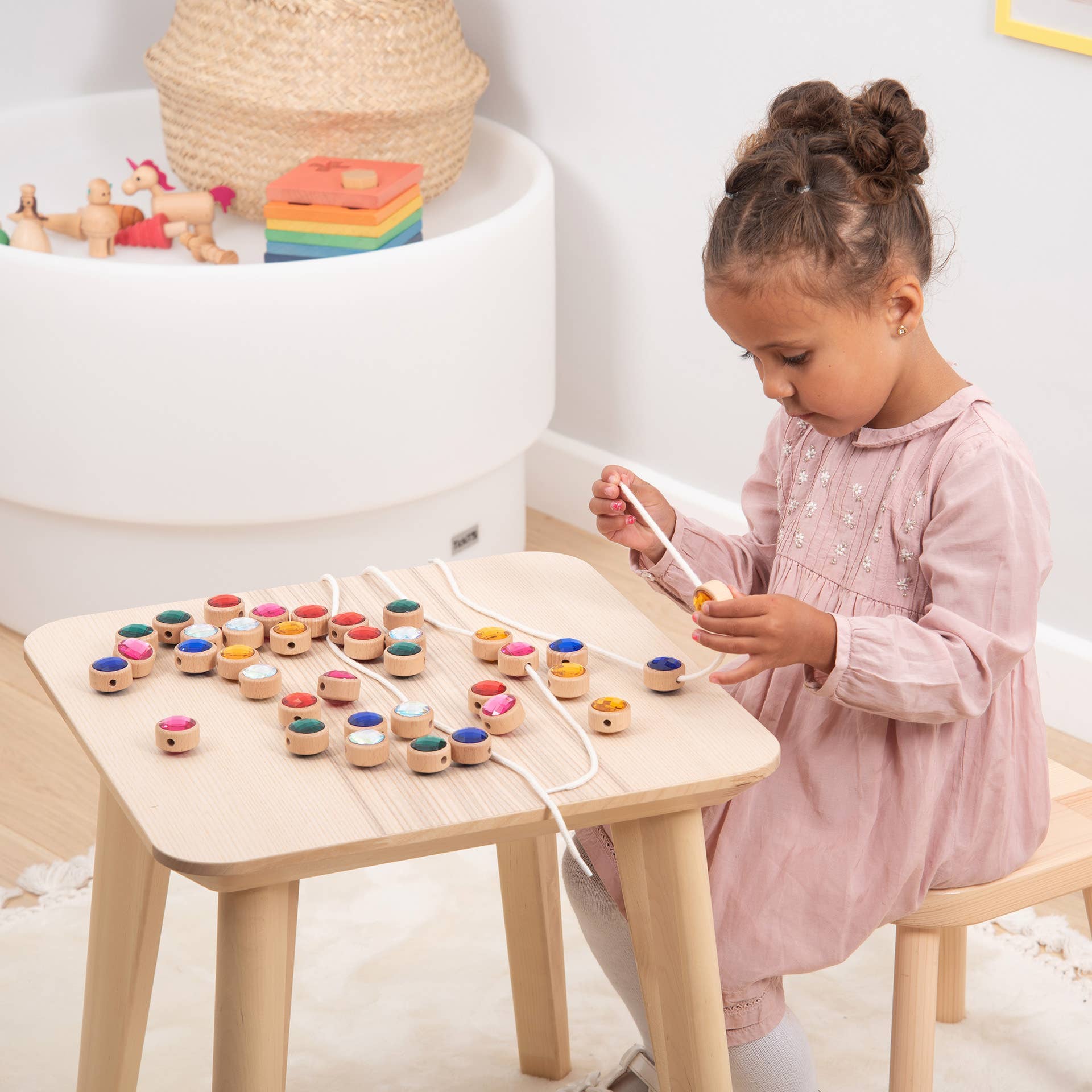 Tickit Holzkordel-Perlen in Juwelenoptik - A-Kids
