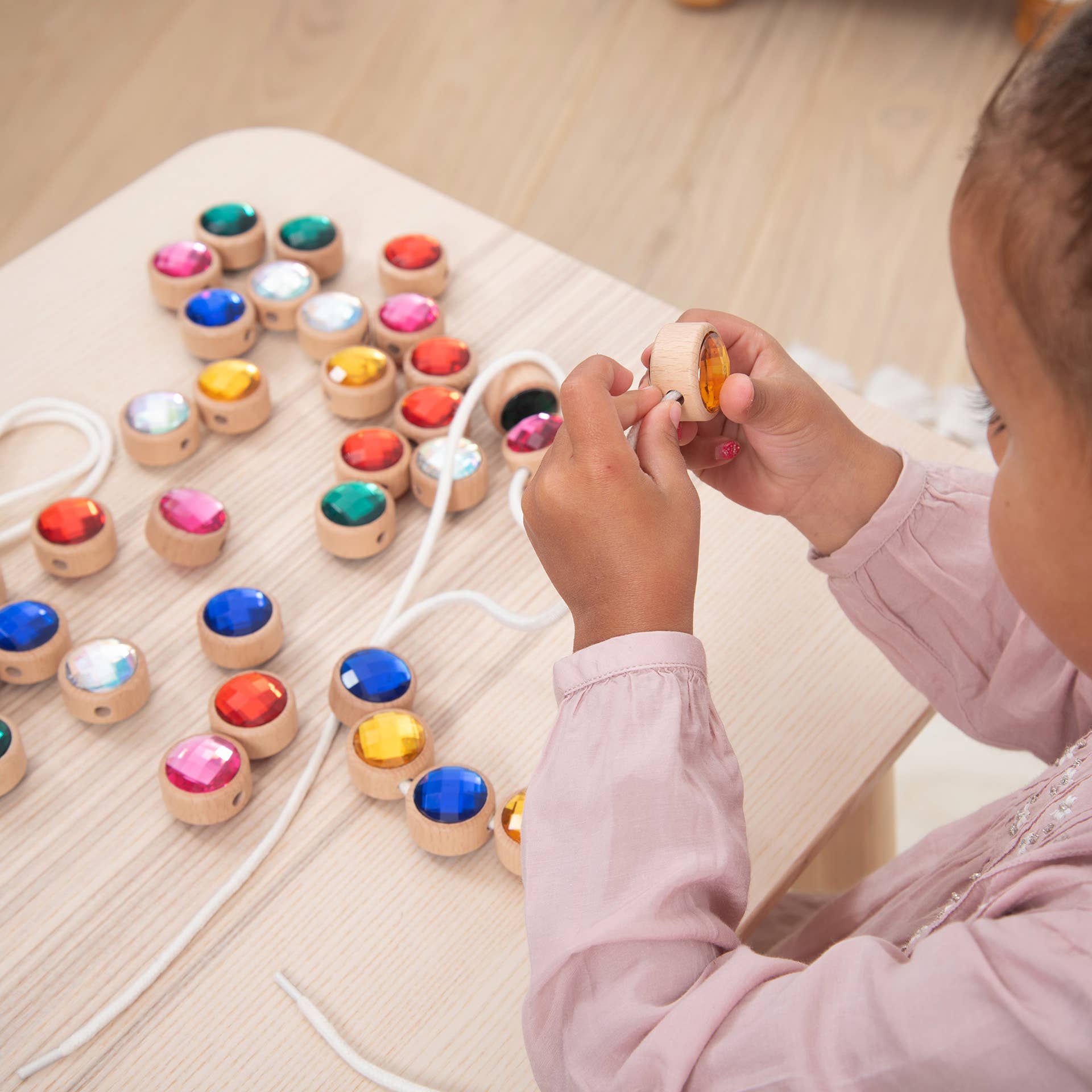 Tickit Holzkordel-Perlen in Juwelenoptik - A-Kids