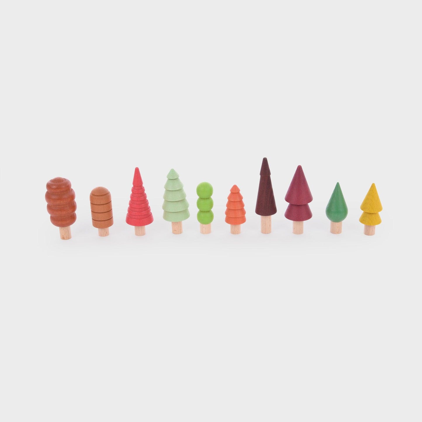 Saisonale Wald-Bäumchen aus Buchenholz – 10er Set - A-Kids